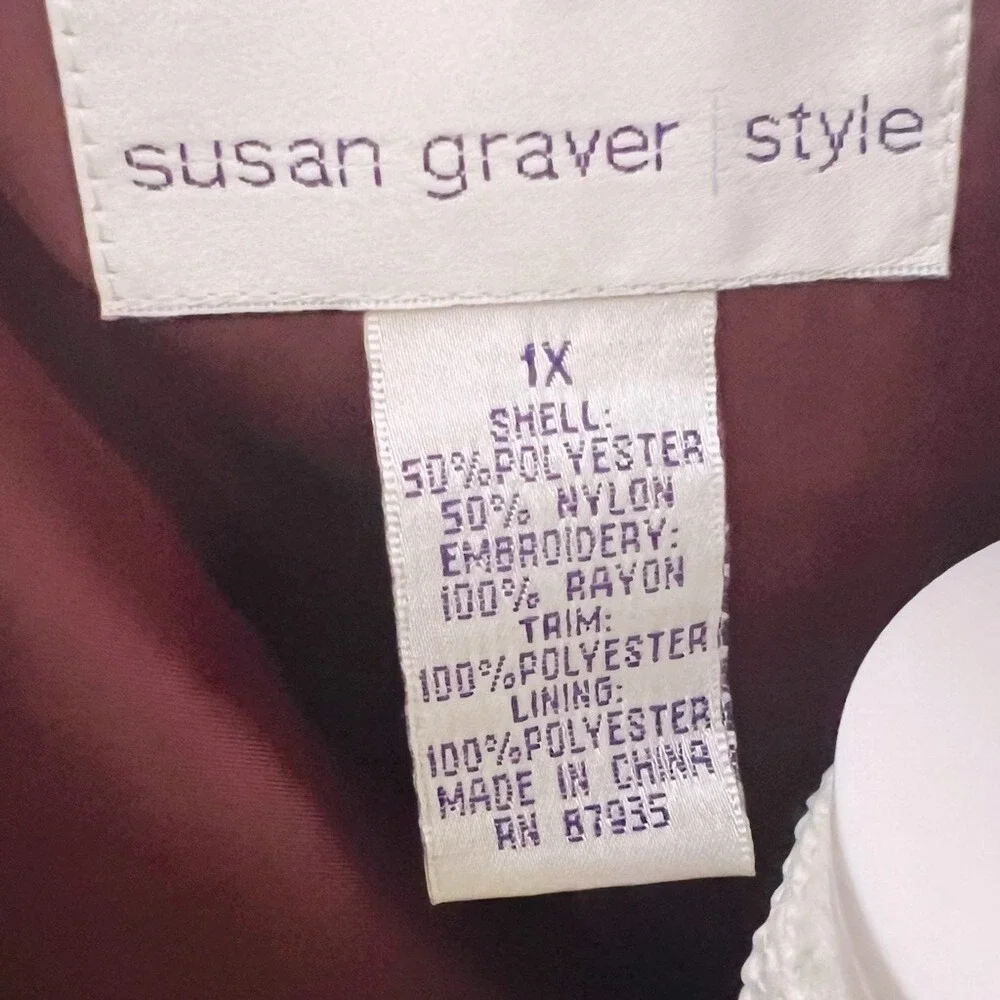 SUSAN GRAVER PLUS 1X EMBROIDERY ARTISITC‎ WHIMISICAL LINED LIGHTWEIGHT JACKET
